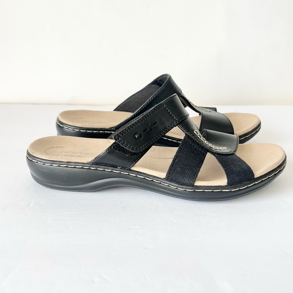 NEW Clarks Leisa Emily leather slip on sandals black 9 - Picture 8 of 12
